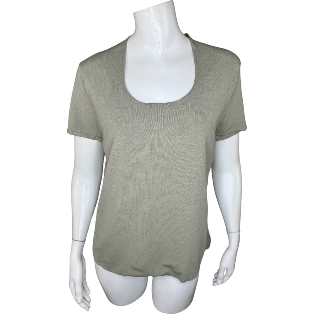 Talbots Large Petite‎ Womens Light Olive Green Short Sleeve Stretch Top NWT
